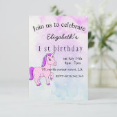 Einhorn-lila-Magie-Geburtstagseinladung (Stehend Vorderseite)