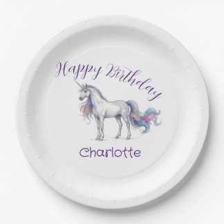 Einhorn lila Maron Alles Gute zum Geburtstag Kinde Pappteller