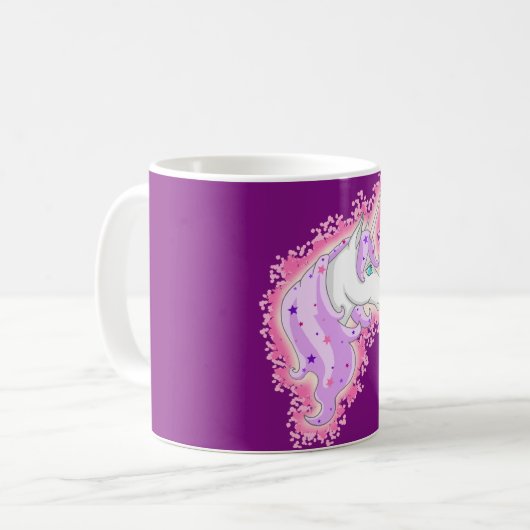 Einhorn lila rosa kaffeetasse (Vorderseite Links)