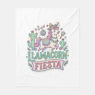 Einhorn Llamacorn Fiesta Premium Vektor POD Kunstw Fleecedecke