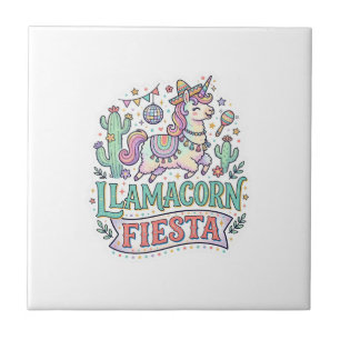 Einhorn Llamacorn Fiesta Premium Vektor POD Kunstw Fliese
