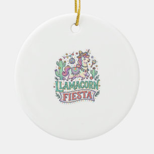 Einhorn Llamacorn Fiesta Premium Vektor POD Kunstw Keramik Ornament