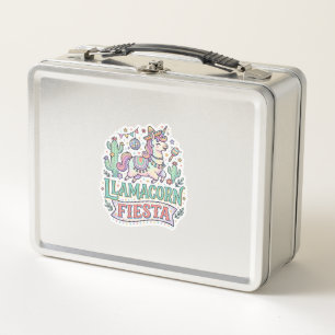 Einhorn Llamacorn Fiesta Premium Vektor POD Kunstw Metall Brotdose