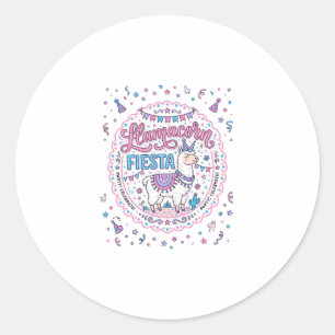 Einhorn Llamacorn Fiesta Spielendes-Shirt Grafik_1 Runder Aufkleber