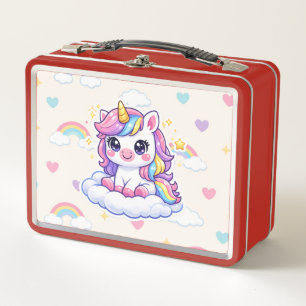 Einhorn-Lunchbox mit individuellem Namen für den S Metall Brotdose