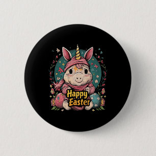 Einhorn - Lustiges Frohe Ostern - Ei Jungen Mädche Button