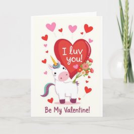Einhorn Luv! Valentinstagskarte Feiertagskarte