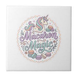 Einhorn Macaron Magie Whimsical T-Shirt Design_1 Fliese