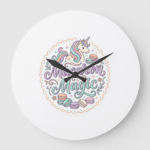 Einhorn Macaron Magie Whimsical T-Shirt Design_1 Große Wanduhr