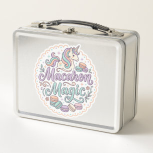 Einhorn Macaron Magie Whimsical T-Shirt Design_1 Metall Brotdose
