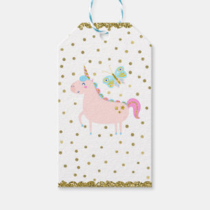 Einhorn Mädchen Geburtstagsfeier in Rosa und Gold  Geschenkanhänger