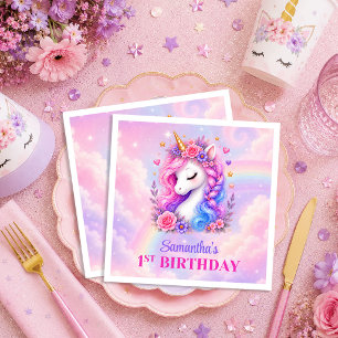 Einhorn-Mädchen-Geburtstagsservietten Geschenkidee Serviette