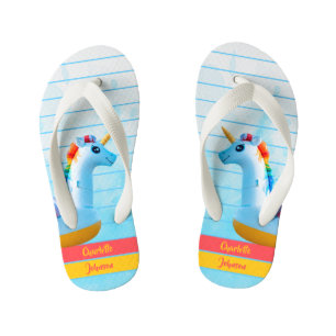 Einhorn Mädchen Rosa Gelb Blau Wasser Name Kinderbadesandalen