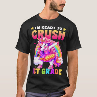 Einhorn-Mädchen zurück zur Schule bereit, die 1. K T-Shirt