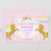 Einhorn Magical Birthday Invasion / Whimsical Einladung (Vorne/Hinten)