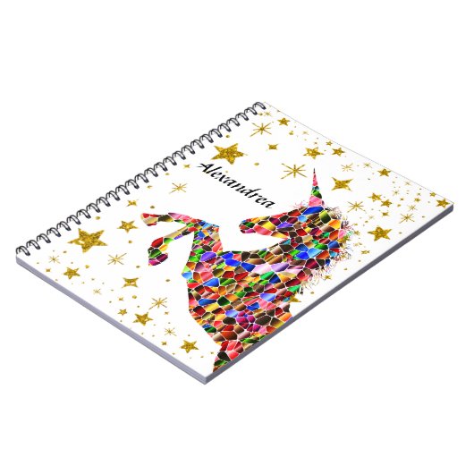 Einhorn Magical Gold Color Glitzer personalisieren Notizblock (Linke Seite)