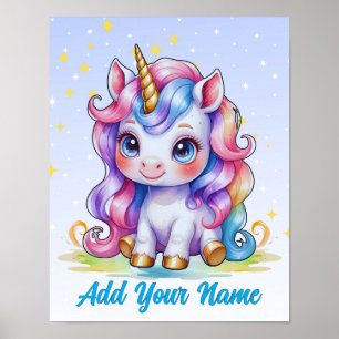 Einhorn-Magie & Sterne – Personalisierte Wandkunst Poster
