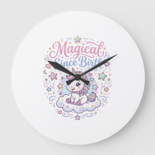 Einhorn Magisch Seit Geburt Druckfertige POD Kunst Große Wanduhr