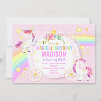 Einhorn Magische Einladung zum Geburtstag / Whimsi