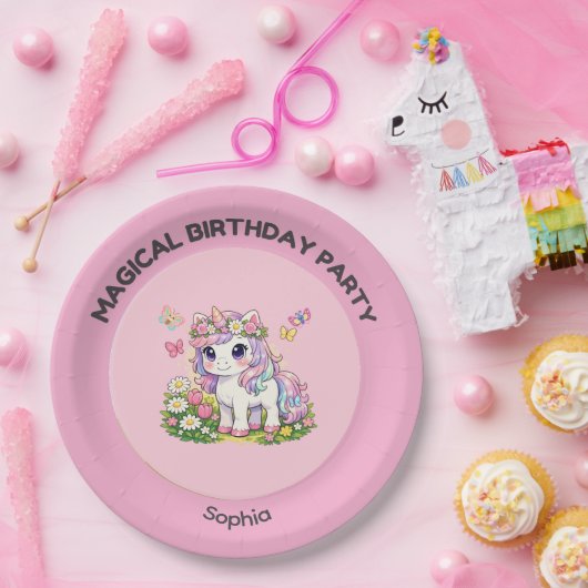 Einhorn Magische Geburtstagsfeier Papierplatten Pappteller (Party)