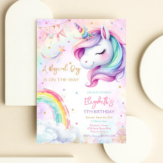 Einhorn Magischer Tag Regenbogen Geburtstagseinlad Einladung