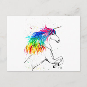 Einhorn Magisches Rosa Niedliches Wasserfarben Fan Postkarte