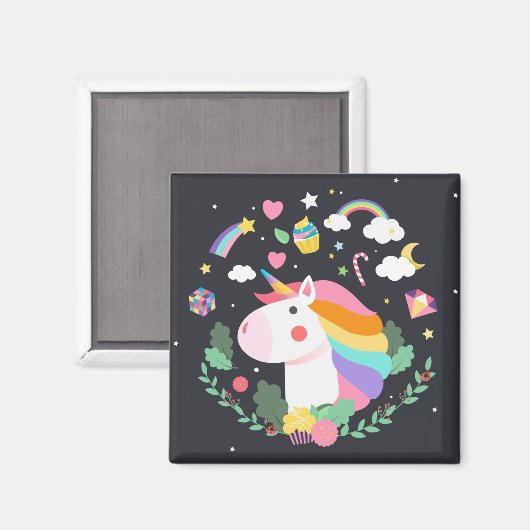 Einhorn Magnet (Vorderseite/Rückseite)