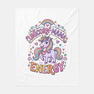 Einhorn Mama Energie Buntes Zazzle Design_1 Fleecedecke