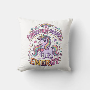 Einhorn Mama Energie Buntes Zazzle Design_1 Kissen