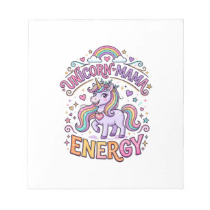 Einhorn Mama Energie Buntes Zazzle Design_1 Notizblock