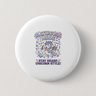 Einhorn Mathicorn Mode Charmant Weißer Hintergrund Button