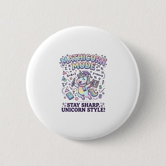 Einhorn Mathicorn Mode Charmant Weißer Hintergrund Button (Vorderseite)