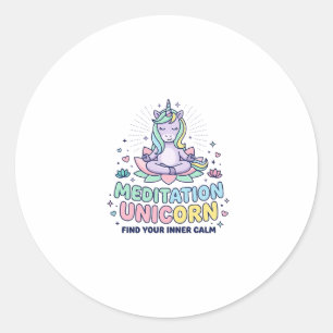 Einhorn-Meditation Einhorn Fett-Typografie T-Shirt Runder Aufkleber