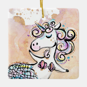 Einhorn-Meerjungfrau Keramikornament