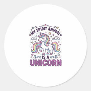 Einhorn Mein Seelentier ist ein Einhorn Fette Typo Runder Aufkleber