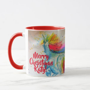 Einhorn-Merry-Christmas-Malerei-Tasse mit Regenbog Tasse