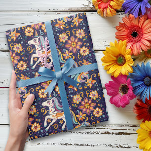 Einhorn-Mexikanische Talavera-Fliese Töpferei Geschenkpapier