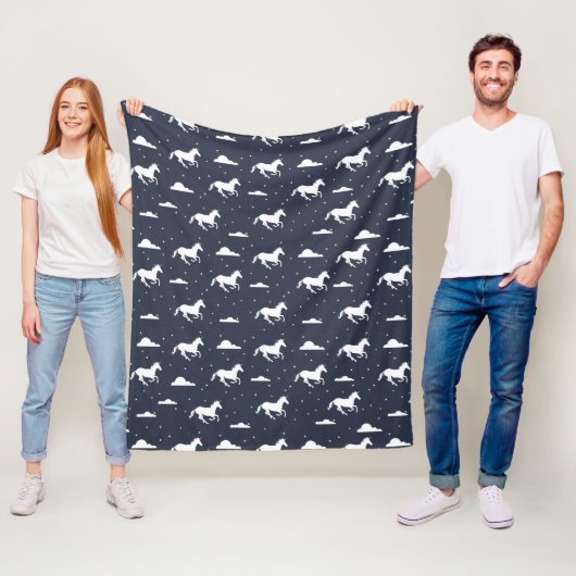 Einhorn-Midnight-Sky-Muster Blau Fleecedecke (Beispiel)