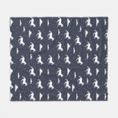 Einhorn-Midnight-Sky-Muster Blau Fleecedecke (Vorderseite (Horizontal))