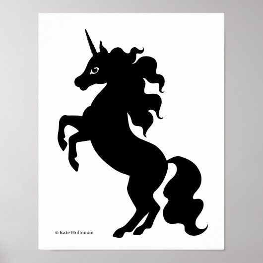 Einhorn - Minimalistische Schwarz-Weiß-Kunst Poster (Vorne)