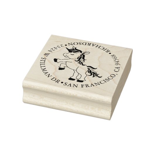 Einhorn mit Adresse Gummistempel (Stempel)