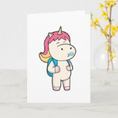 Einhorn mit Backback & Kaugummi Karte (Gelbe Blume)
