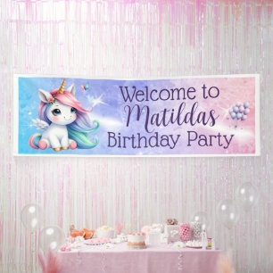 Einhorn mit Balloons Innen-/Außenbanner Banner