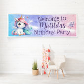 Einhorn mit Balloons Innen-/Außenbanner Banner (Insitu)