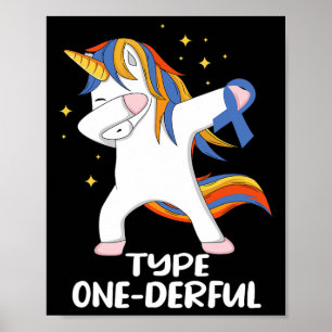 Einhorn Mit Blauem Band Typ-1-Diabetes T1D Typ Poster