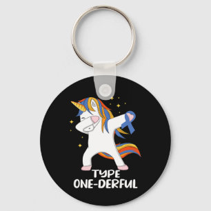 Einhorn mit blauem Band Typ-1-Diabetes T1D Typ Schlüsselanhänger