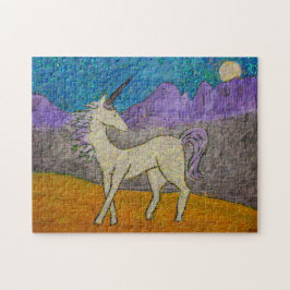 Einhorn mit Blick auf den Mond Puzzle