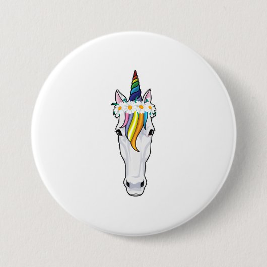 Einhorn mit Blume Button (Vorderseite)