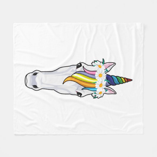 Einhorn mit Blume Fleecedecke (Vorderseite (Horizontal))