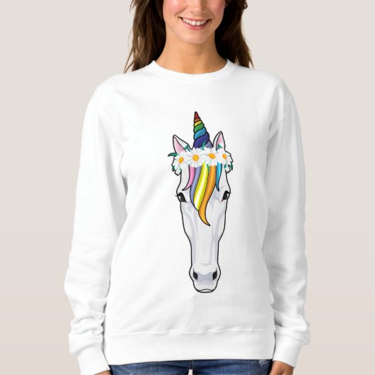 Einhorn mit Blume Sweatshirt (Vorderseite)